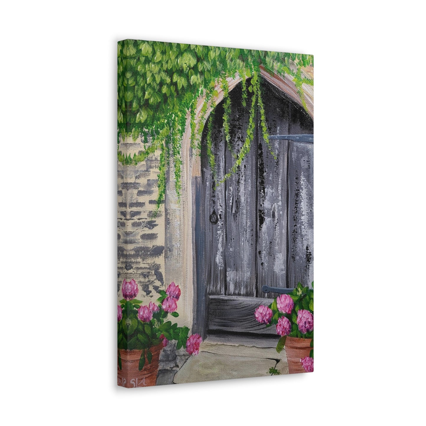 Rustic Door with Flower Pots - Classic Canvas