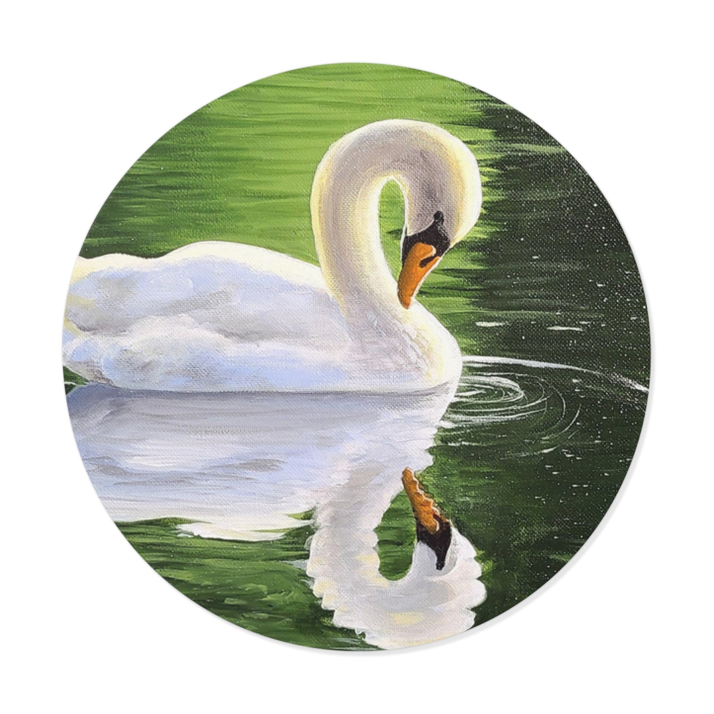 Pretty Swan on a Lake - Round Vinyl Stickers