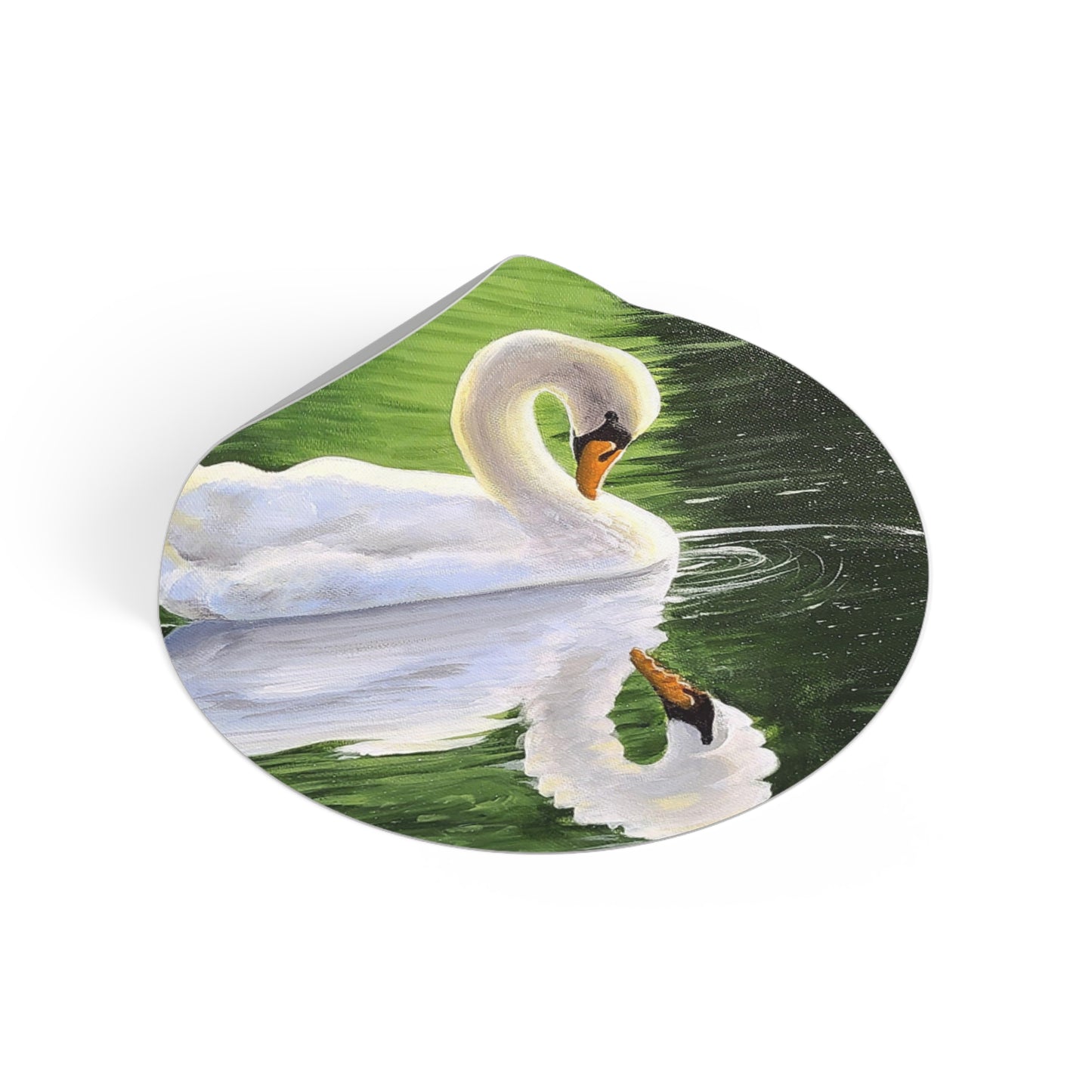 Pretty Swan on a Lake - Round Vinyl Stickers