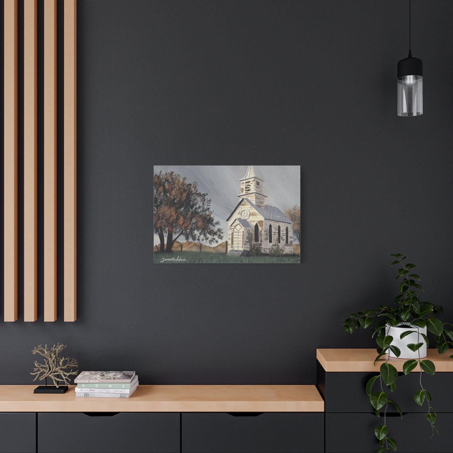 Vintage Church with Large Tree - Classic Canvas