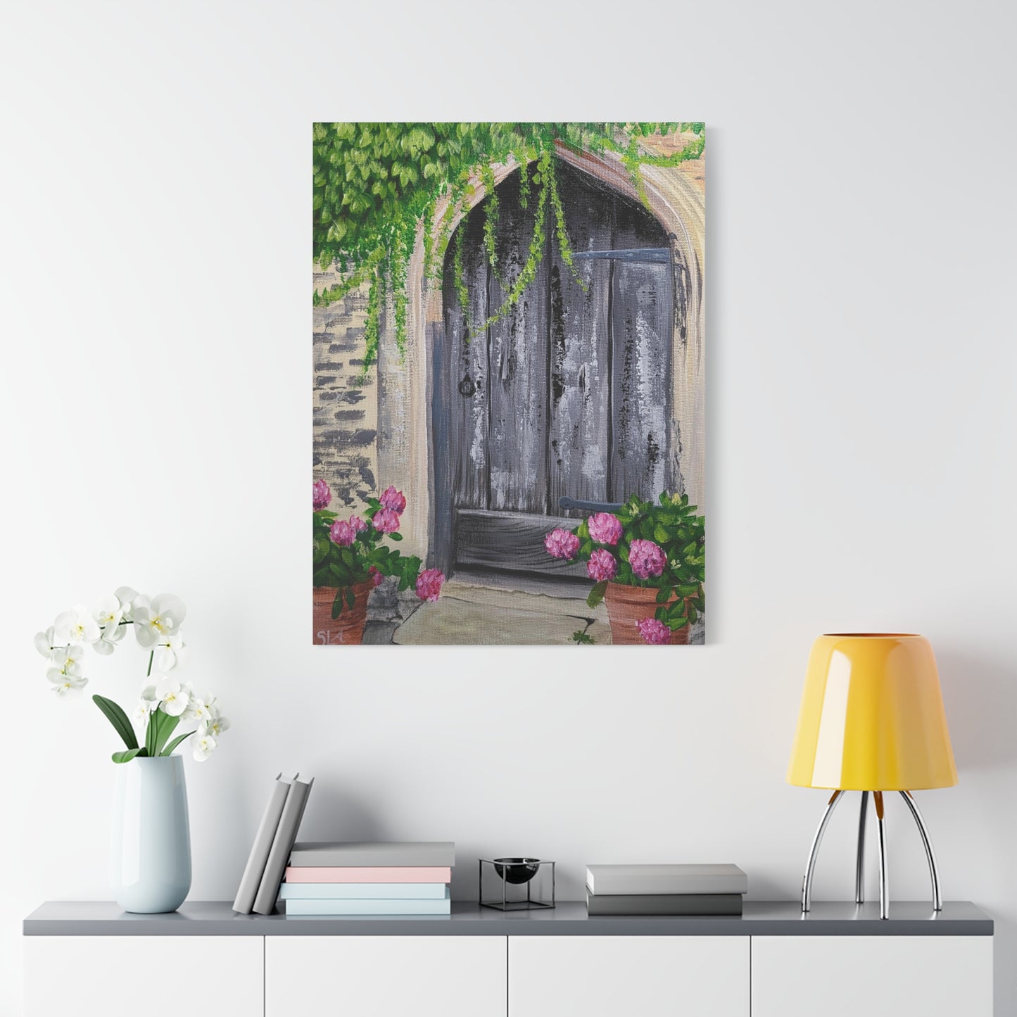 Rustic Door with Flower Pots - Classic Canvas