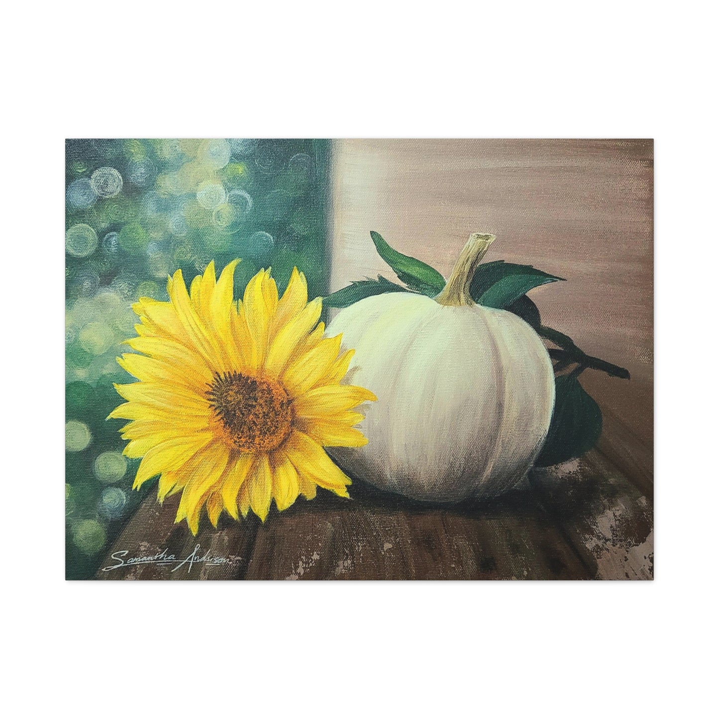 Pretty White Pumpkin with Flower - Classic Canvas