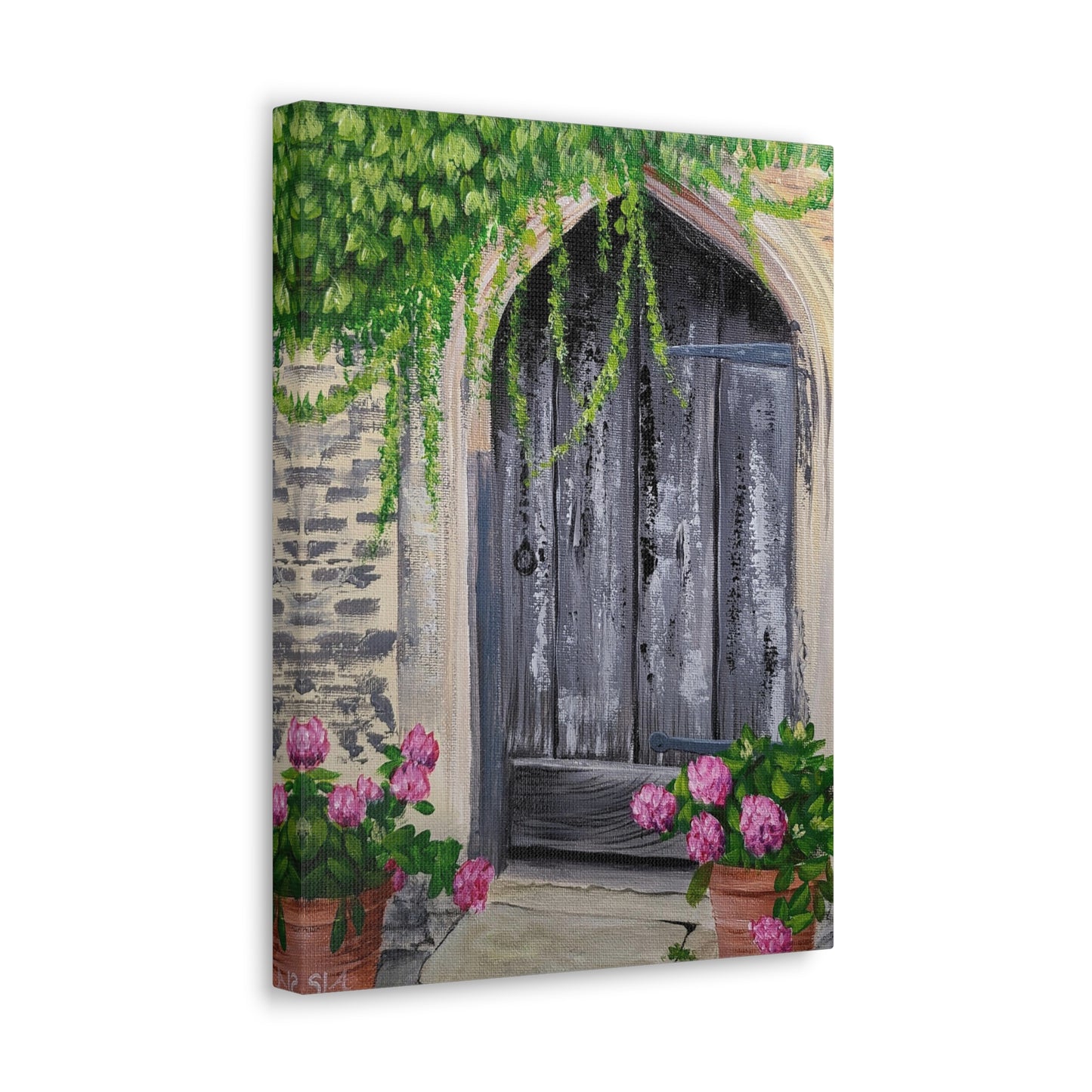 Rustic Door with Flower Pots - Classic Canvas
