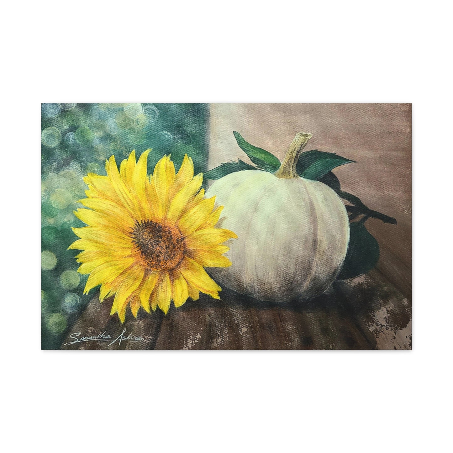 Pretty White Pumpkin with Flower - Classic Canvas