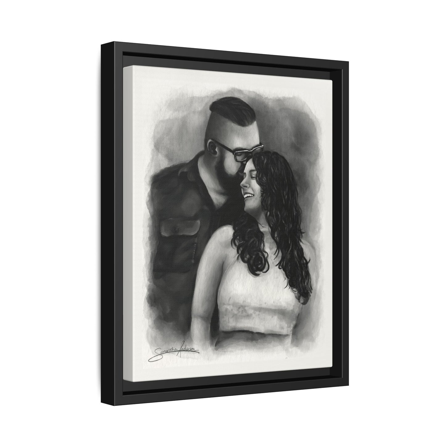 Custom Watercolor Portrait Framed Canvas