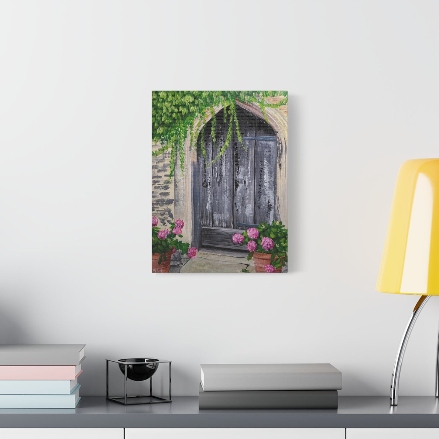Rustic Door with Flower Pots - Classic Canvas