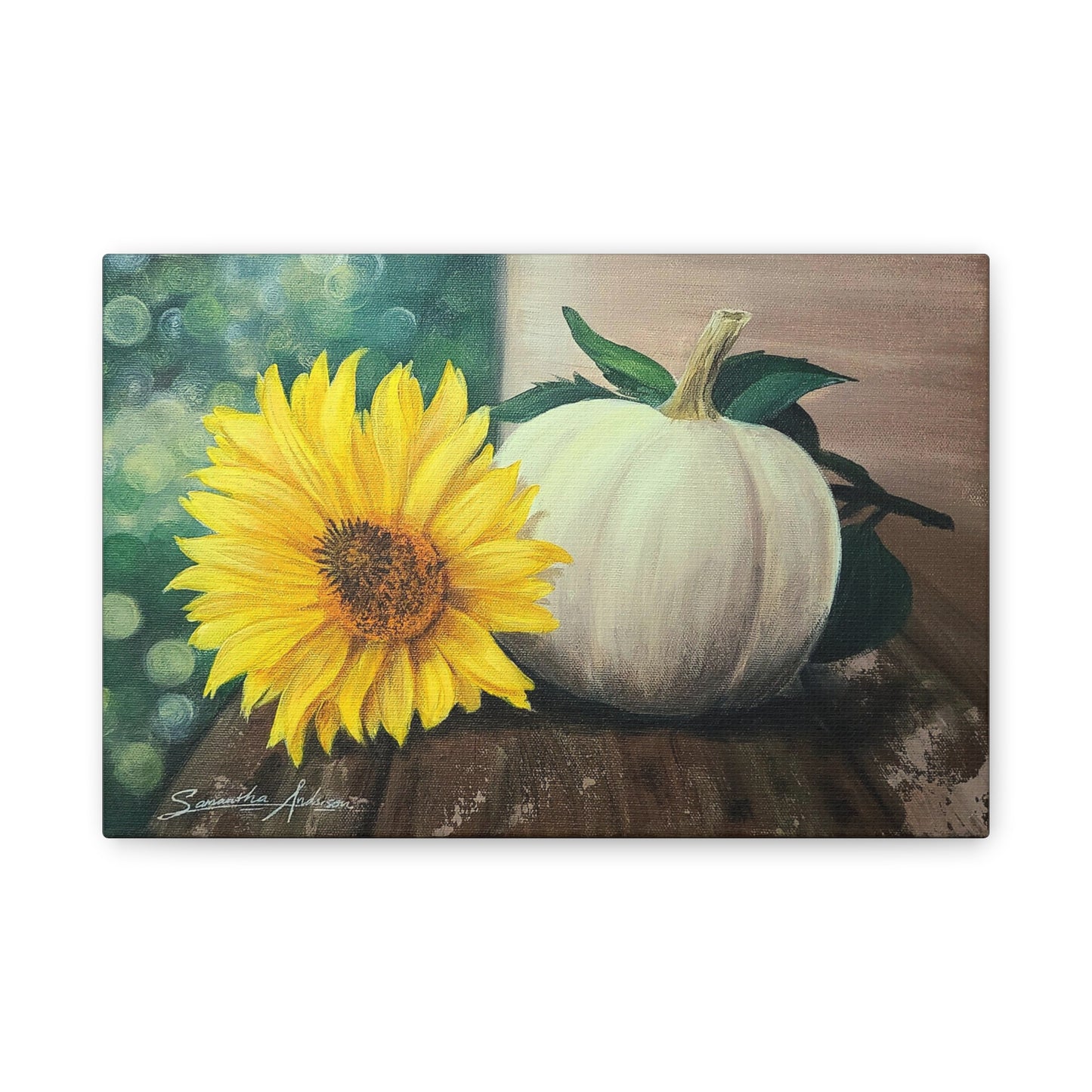 Pretty White Pumpkin with Flower - Classic Canvas