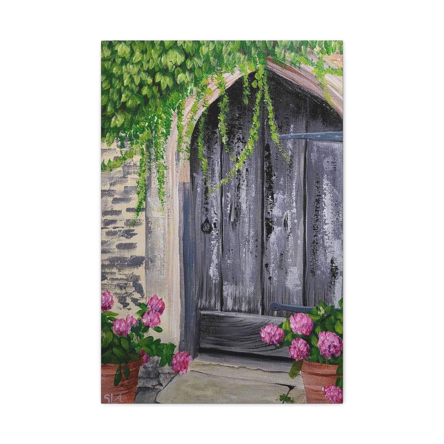Rustic Door with Flower Pots - Classic Canvas