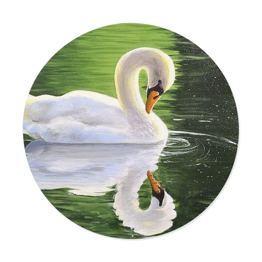 Pretty Swan on a Lake - Round Vinyl Stickers