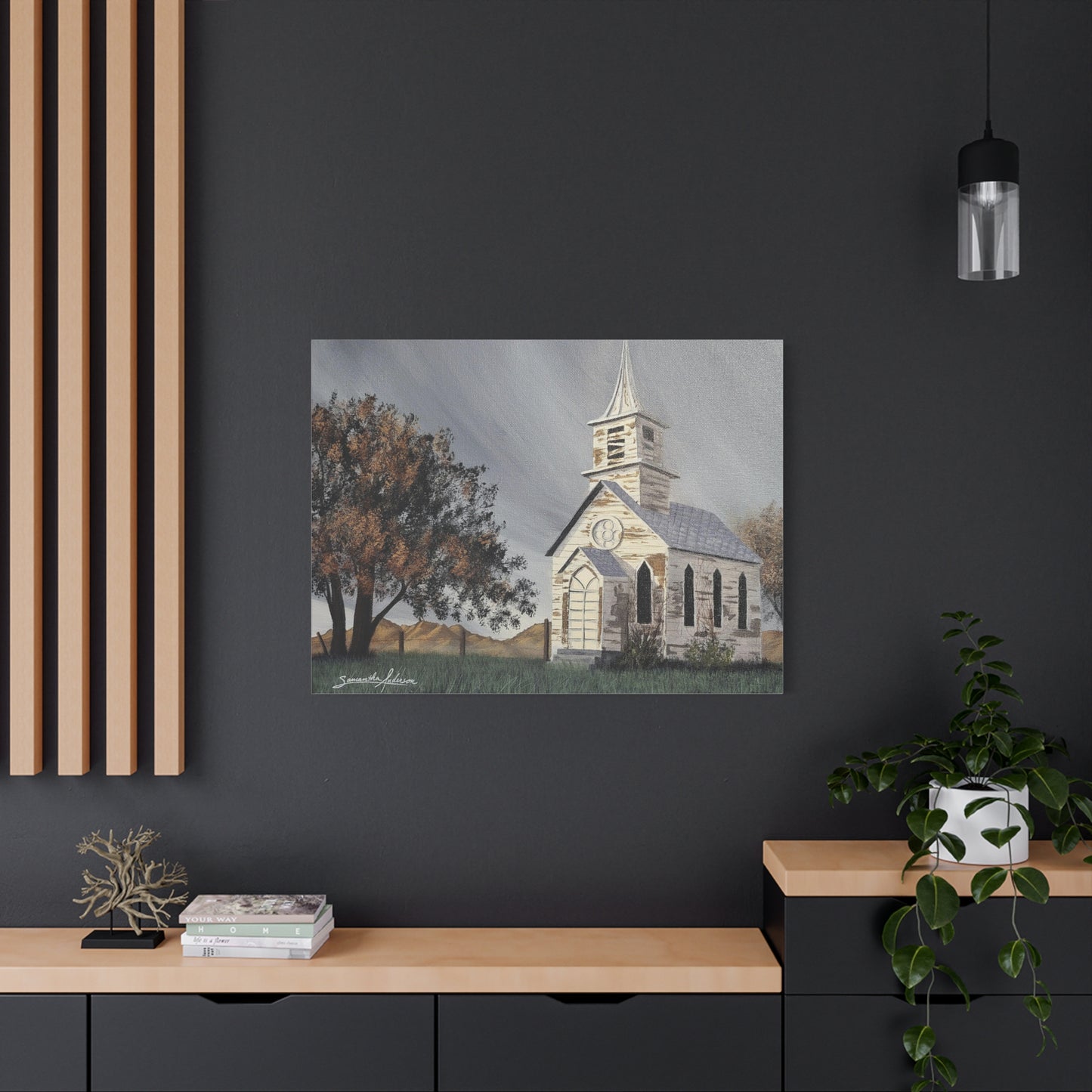 Vintage Church with Large Tree - Classic Canvas