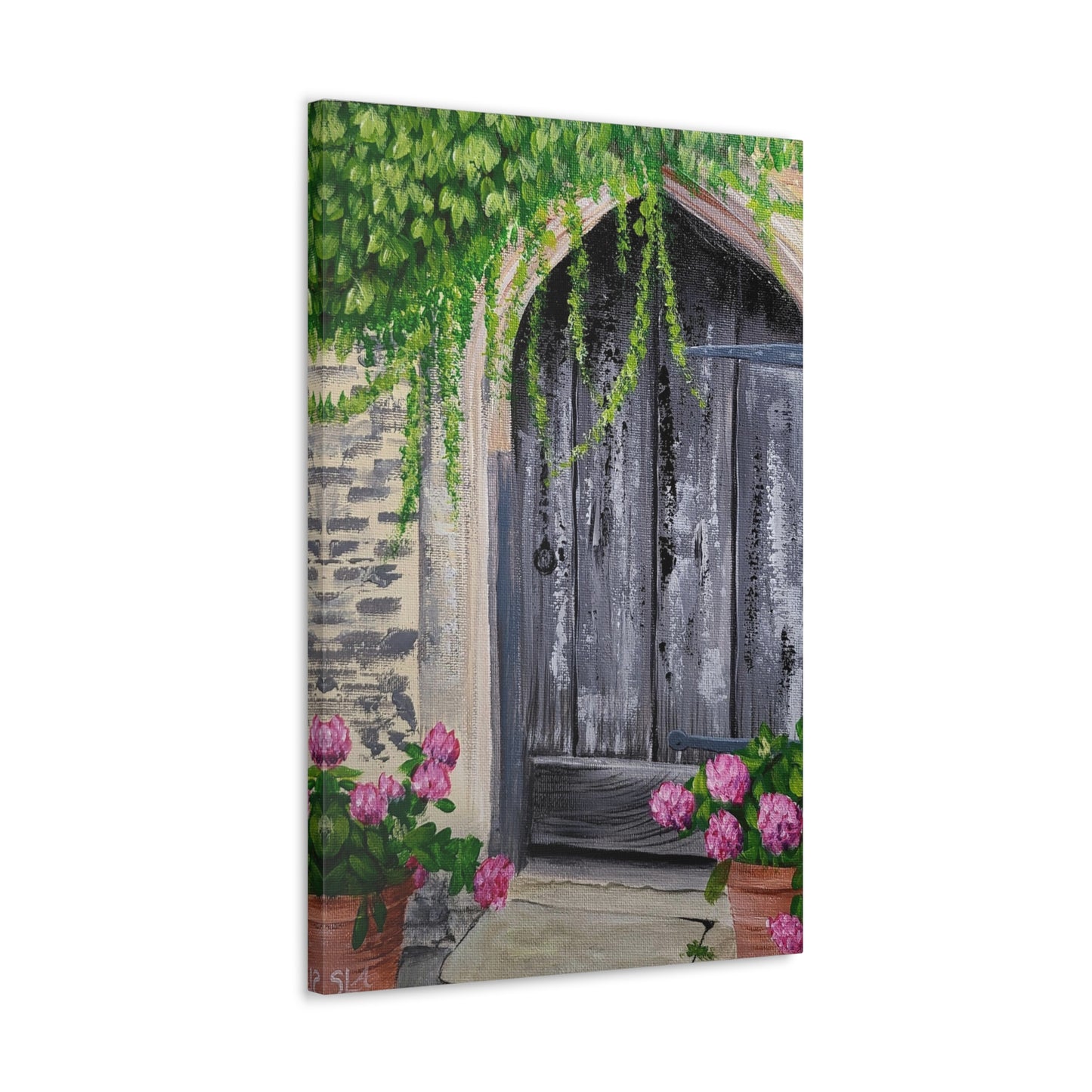 Rustic Door with Flower Pots - Classic Canvas
